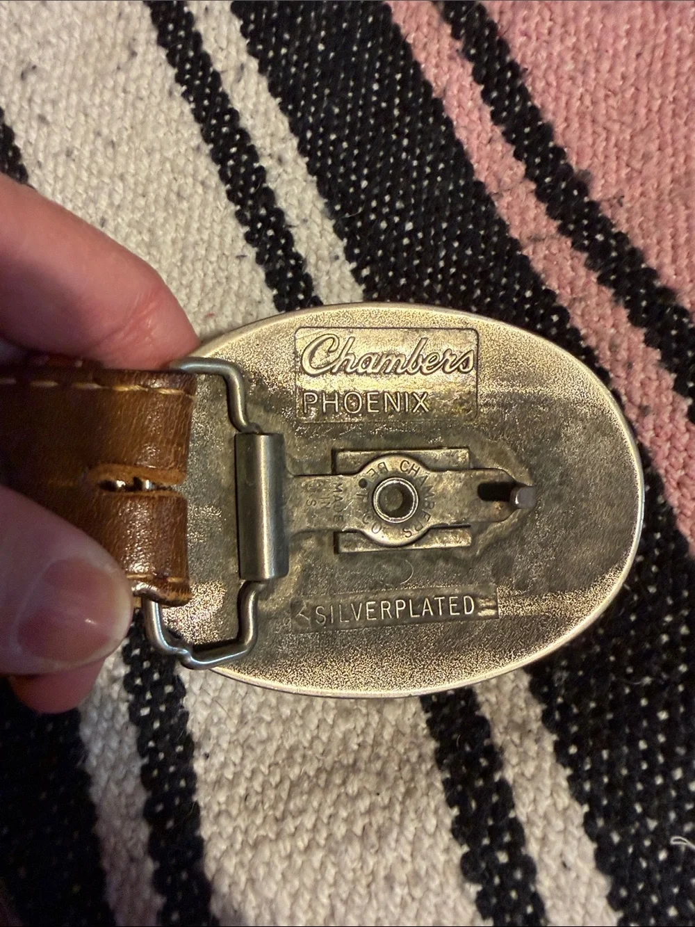 Women's Vintage Floral Engraved Silver-Tone Belt Buckle with Brown Leather Strap
